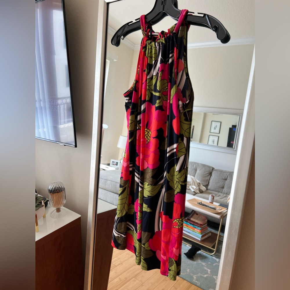 Trina Turk High Tie Neck Mini Dress